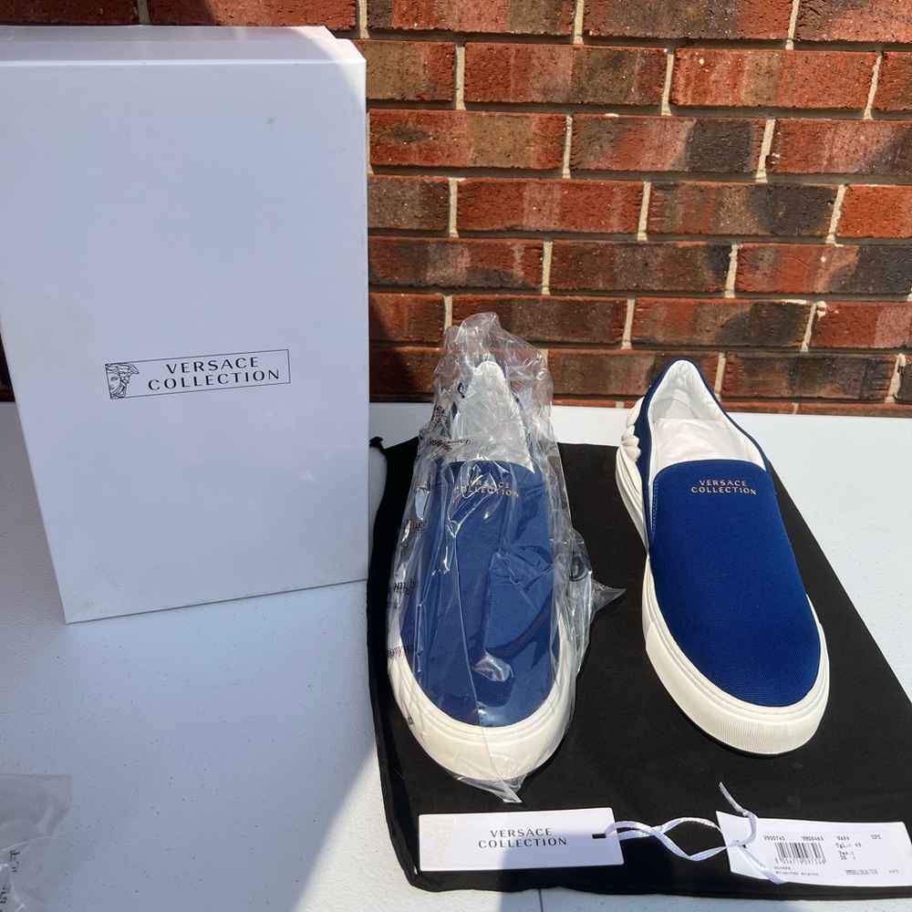 Mens Authentic Versace Collection Canvas Slide On
